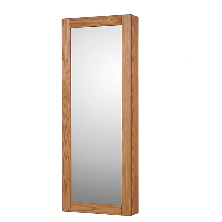 Wall mount wooden mirror with jewelry cabinet for jewelry