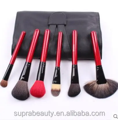 
25pcs Rose red wood handle make up brush with bag cosmetic brush 