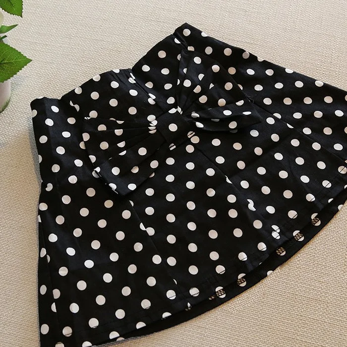 New Summer girl temperament polka dot chiffon blouse and wave point skirt set
