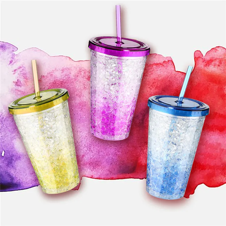 Trending sport products promotional double layer 16 oz plastic cup with straw