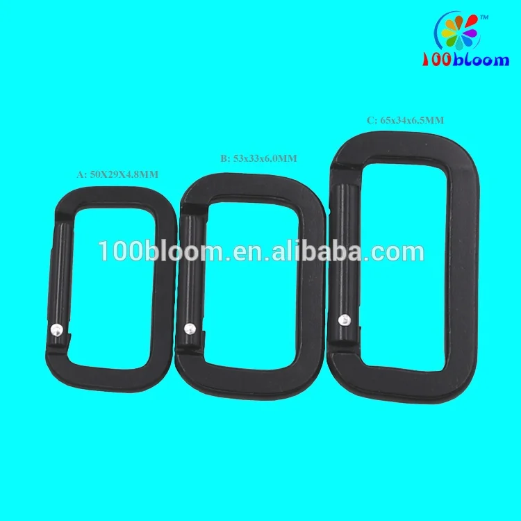 Factory wholesale 5 cm aluminum hook flat square cheap carabiner keychain as bag accessories & parts key holder