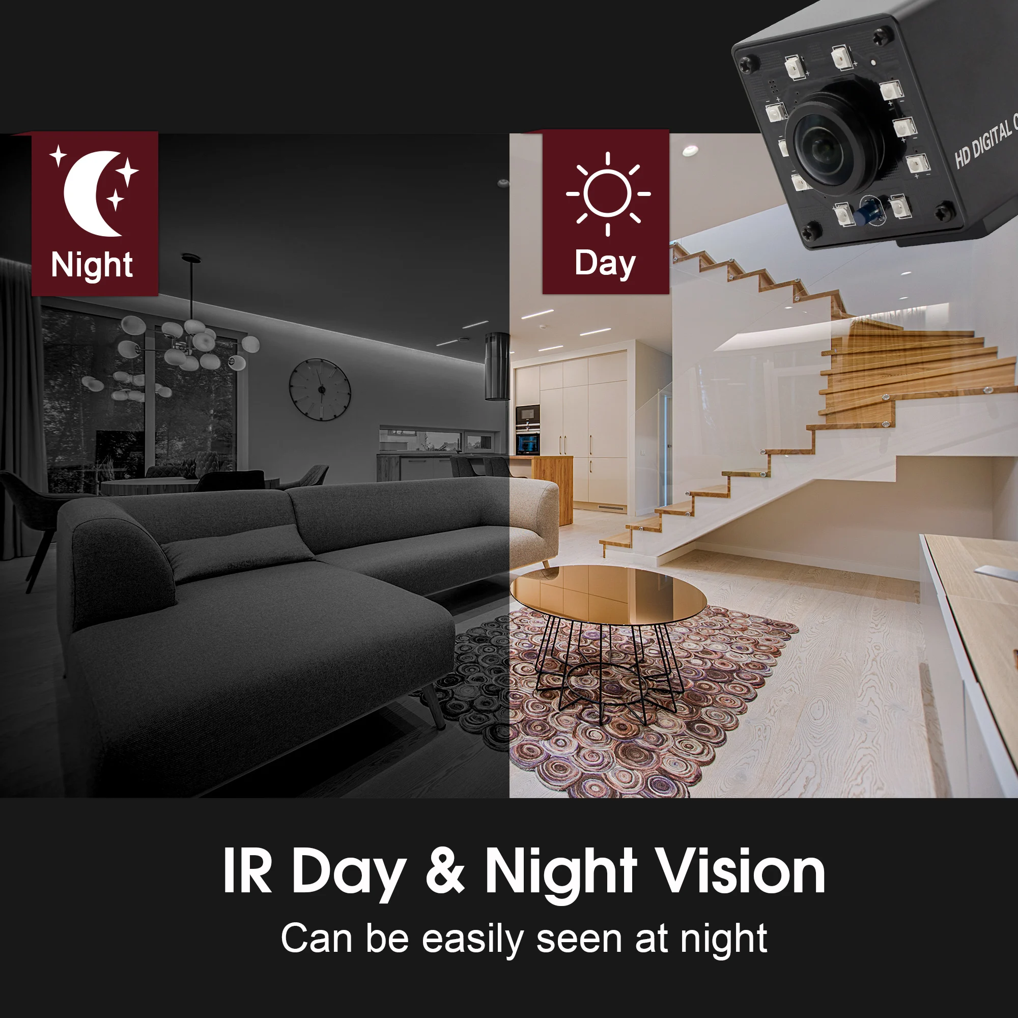 ELP Wide Angle Fisheye Lens Full HD 1080P 30fps CMOS OV2710 Night Vision Free Driver USB Webcam Camera With LED