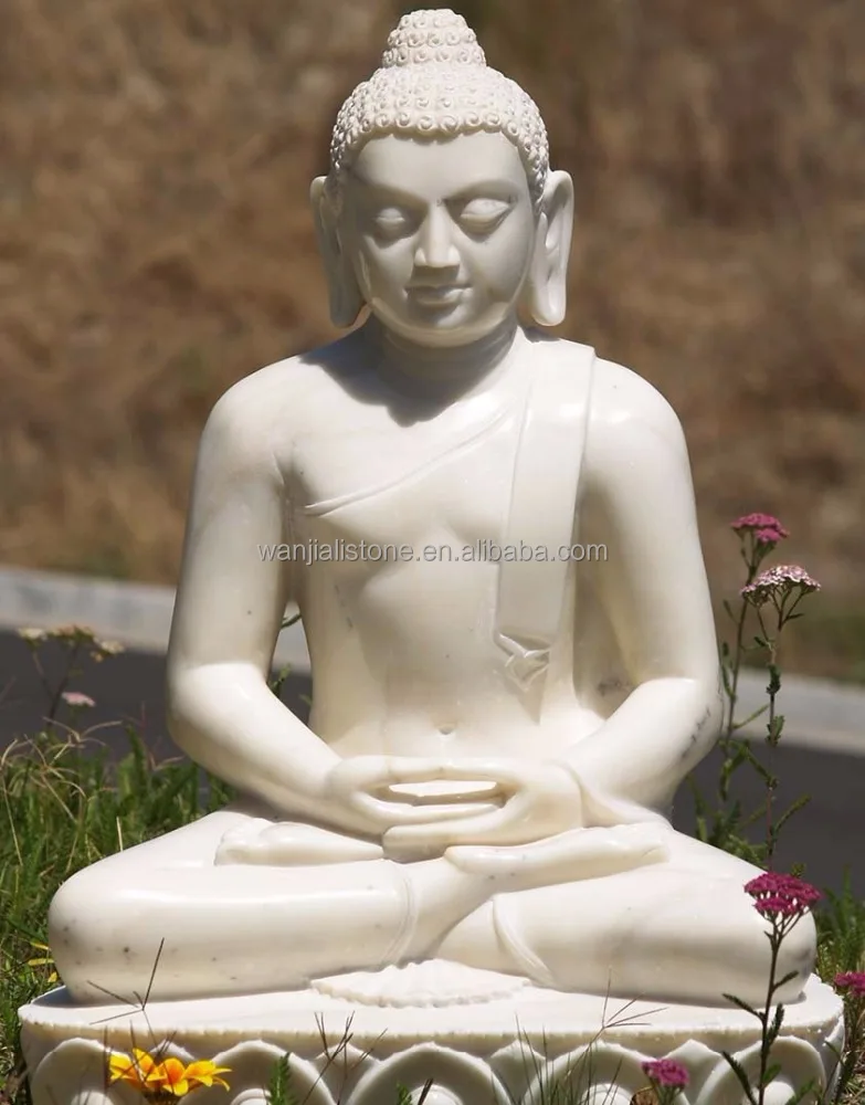 
Natural Marble Buddha Statue, Large Size White Marble Lotus Sitting Buddha Sculpture 