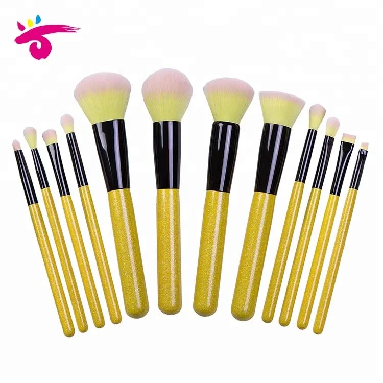  customer wholesale 12pcs contour colorful professional diamond mini brush set sparkle single flat makeup