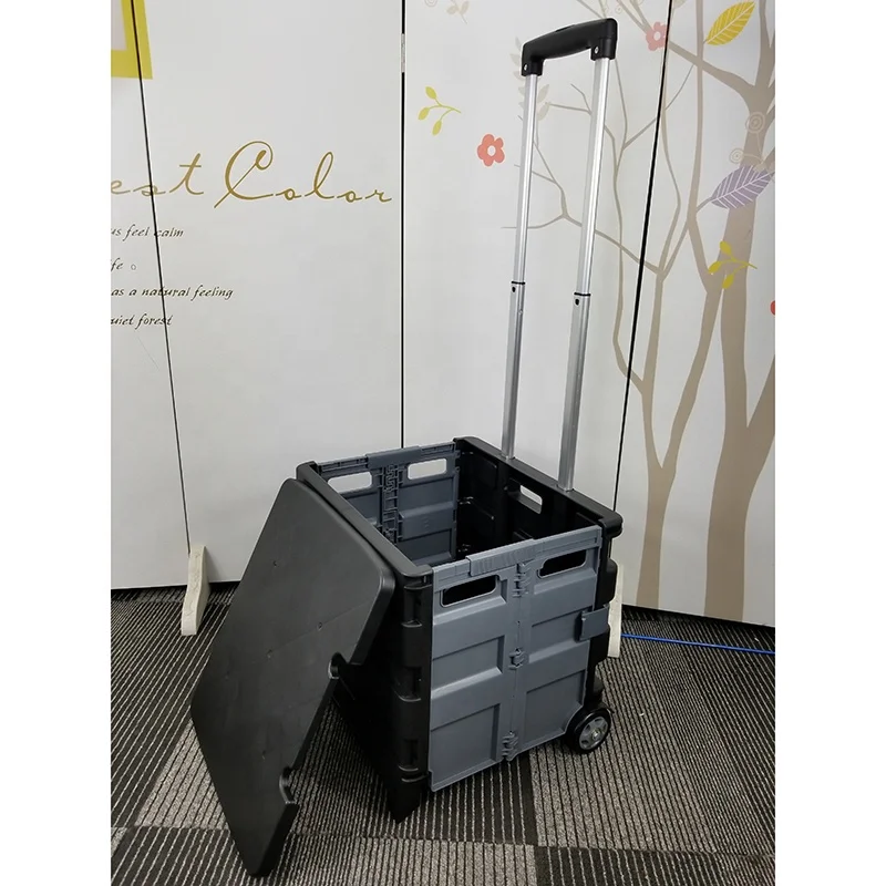 
Collapsible portable household plastic shopping cart 