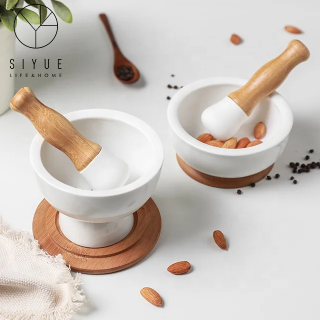 High alumina corundum ceramic mortar and pestle with lid
