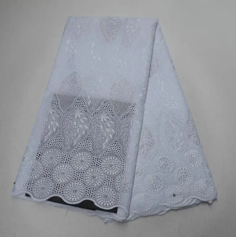 AG7192  stones cotton african lace fabric UK big swiss lace fabric 5 yards for party wedding