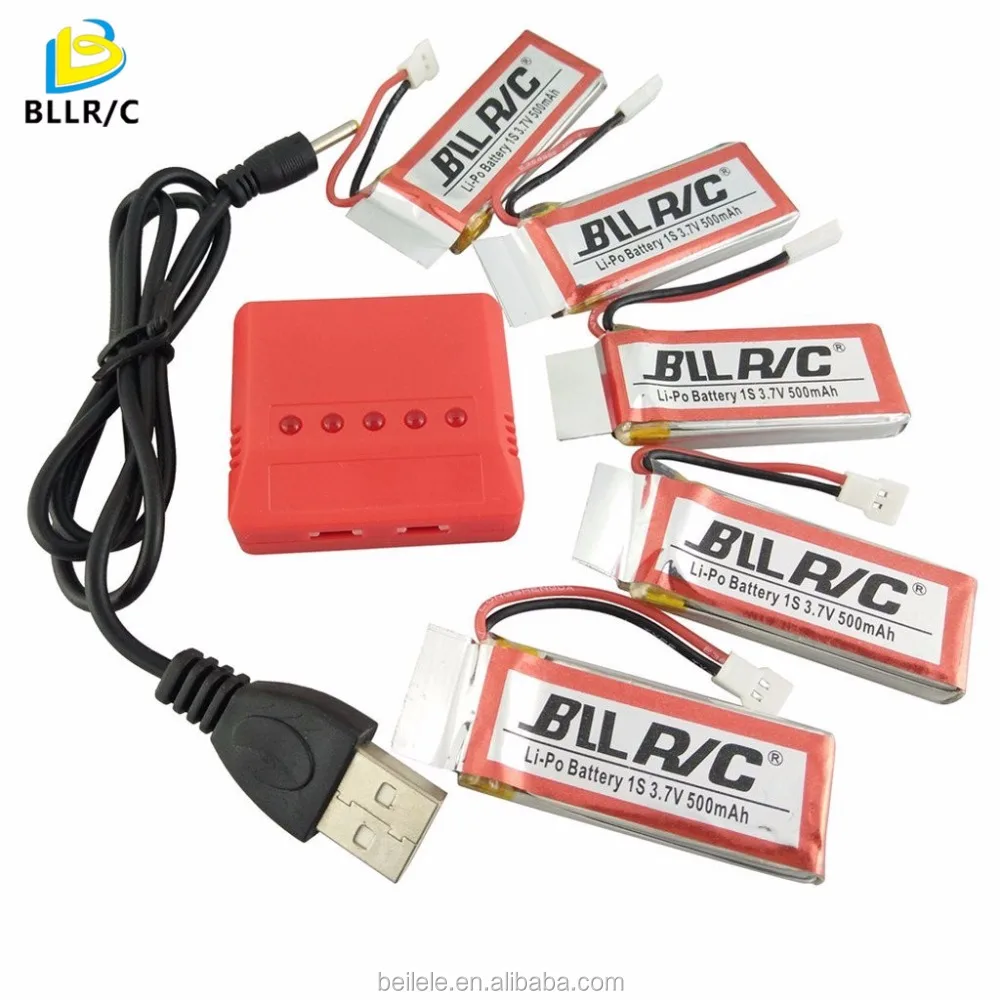 Литий-полимерный аккумулятор с зарядным устройством для Hubsan X4 H107C H107L/D/P HS170 HS170C SYMA X11, 5 шт., 3,7 в, 500 мАч