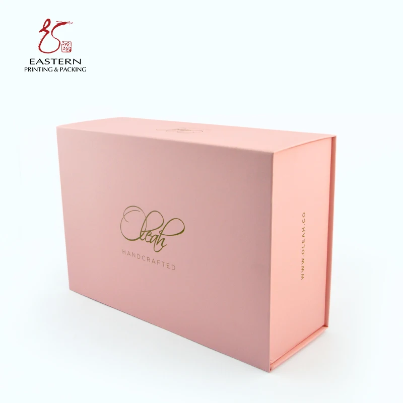 Customized High Quality Pink Shoe Box Packaging Clothing Carton Hot Stamping Logo