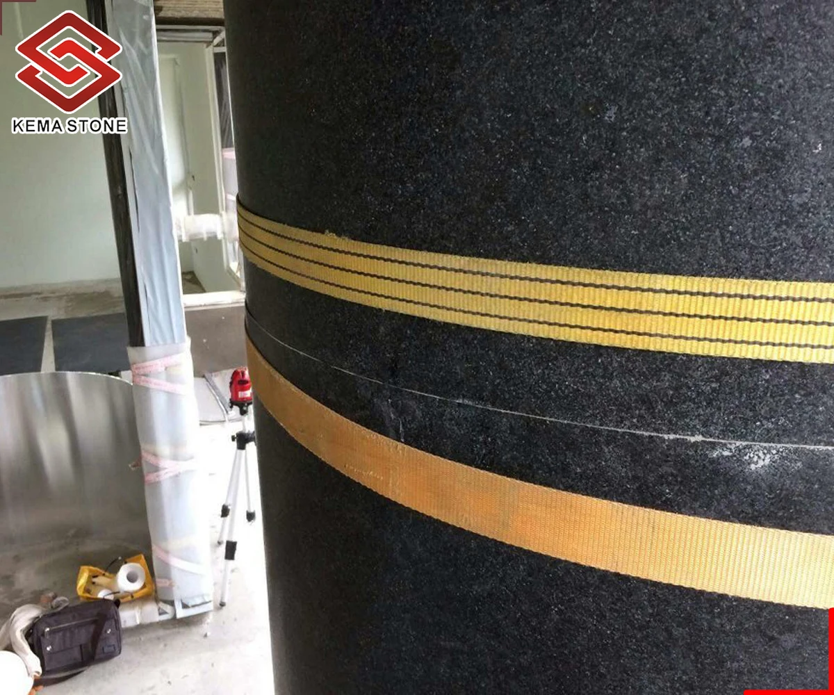 Natural Flexible Thin Black Granite Stone Veneer Sheets For Pillar and