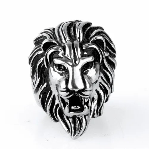 Hot Sell Classical Stainless Steel Men Ring Animal Head Lion Ring