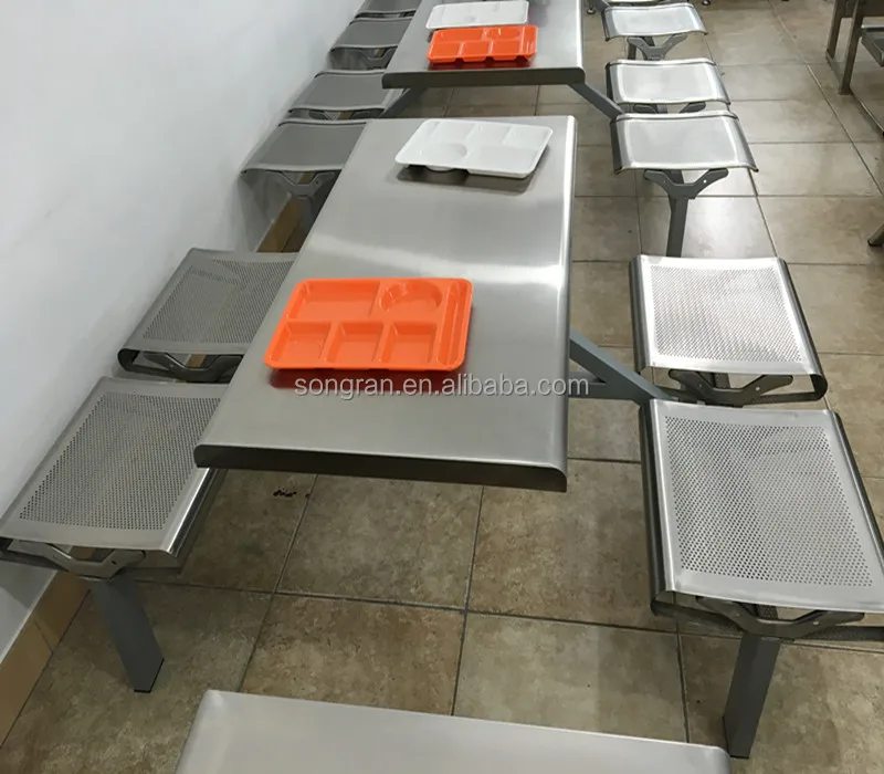 4-seater metal fast food tables canteen tables and chairs