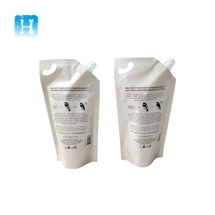 Brown Corner Spout Bag / White Matte Stand Up Liquid Soap Packaging Pouch With Spout