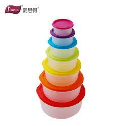 7Pcs Colorful Plastic Food Containers Box Fridge Fruit Salad Vegetable Storage Container Box