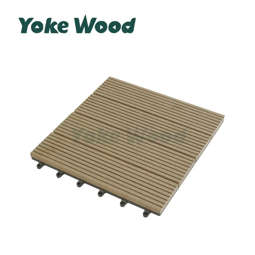 Vyokewood WPC Outdoor Floor Garage Floor Tiles Interlocking Plastic Wood Parquet Flooring for Patio