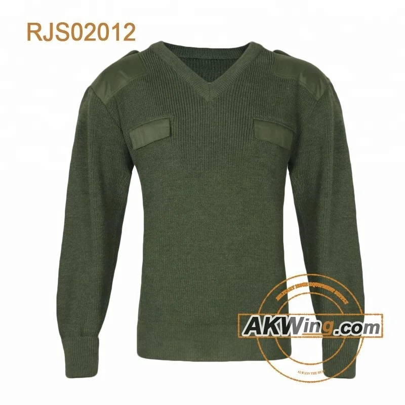 Olive Green Army Wool Sweater Pullover Military Sweater for camping