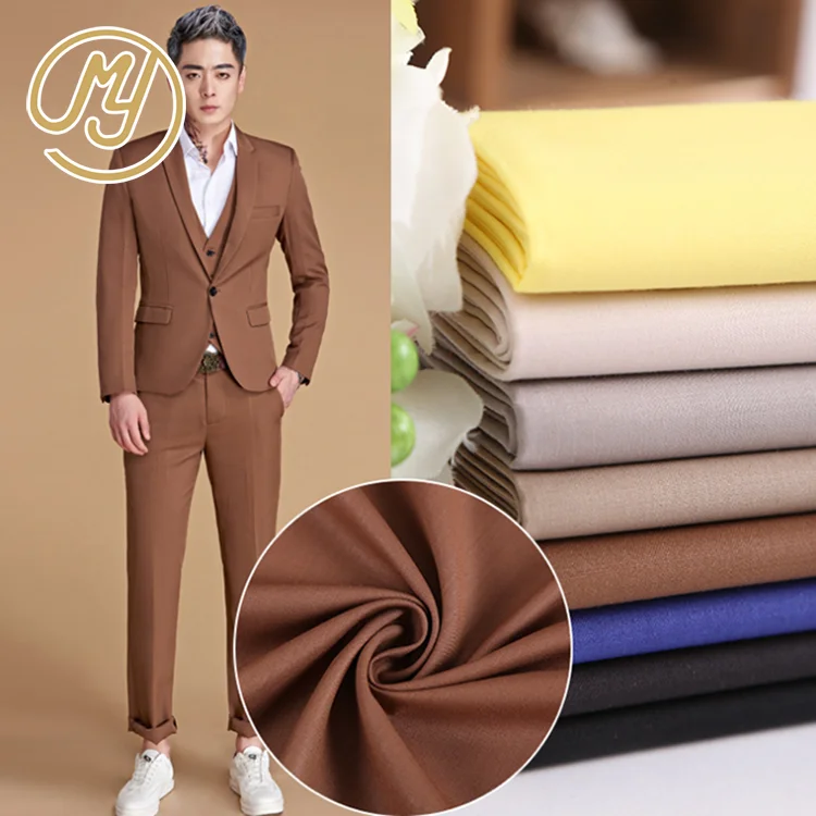 Ready stock in shaoxing plain dyed textile TR fabric suiting stock for work wear