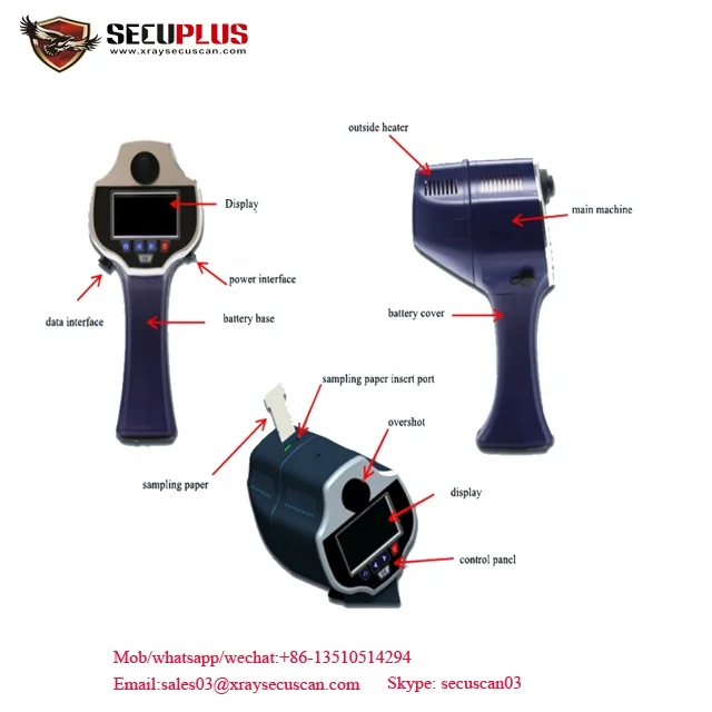 
super lightweight 1.1kgs hand held explosive vapor detector security defense system in police, army, airport 