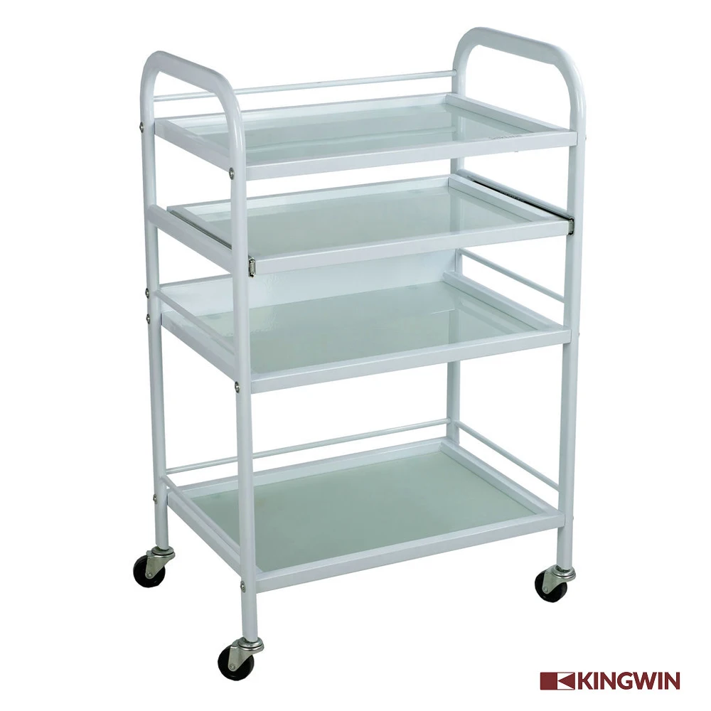 Facial Beauty Trolley Solid Metal with 3 Mat Glass Shelves