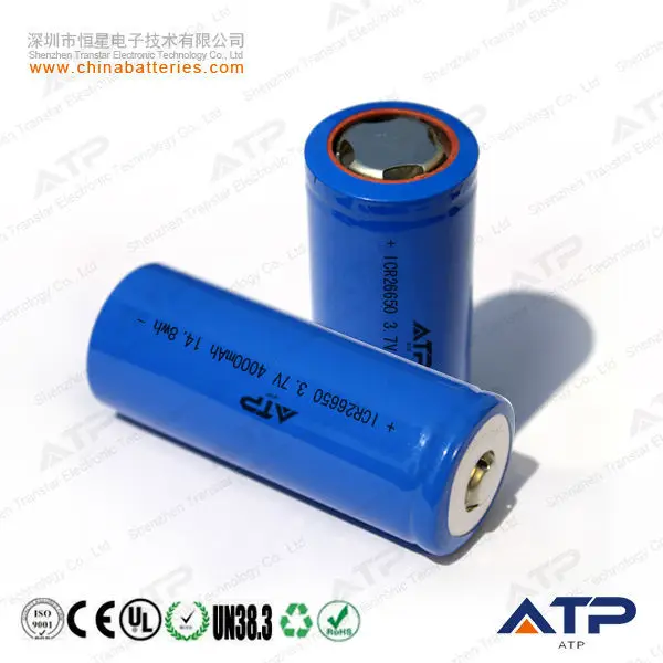 Deep cycle rechargeable 3.7v 4000mah battery / 26650 lithium battery 3.7v 4000mah / 4000mah 26650 li-ion battery