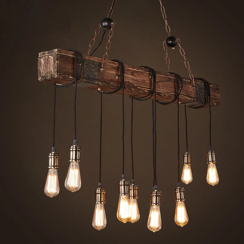 
Antique Rustic Wooden Decoration Industrial Edison Bulbs pendant light 