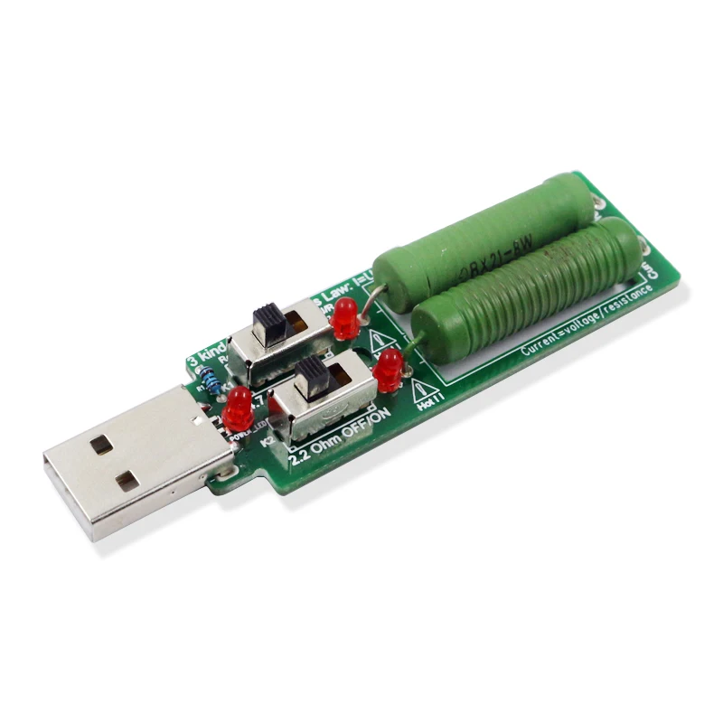 USB resistor dc electronic load With switch adjustable 3 current 5V1A/2A/3A battery capacity voltage discharge resistance tester