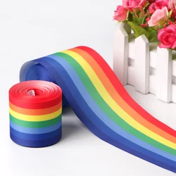 Hot sales 3 inch 75mm decorative rainbow grosgrain ribbons
