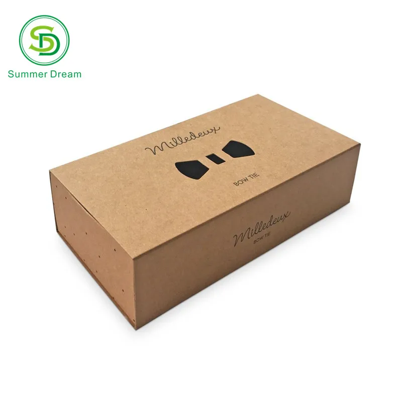 custom logo kraft paper drawer box for bow tie