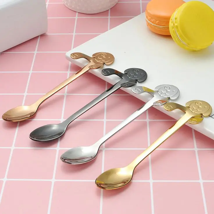 Cute Colorful dog Spoon Paint Coffee Mixing Spoon Tasting Spoon stainless steel 18/8