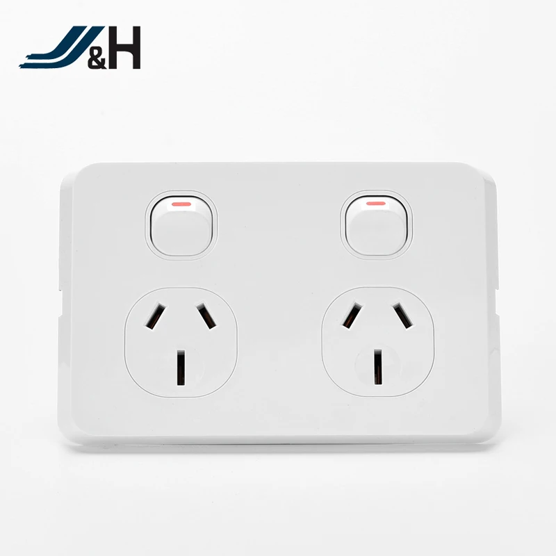 AU standard SAA new type 15A Double powerpoints slimline wall switch and socket