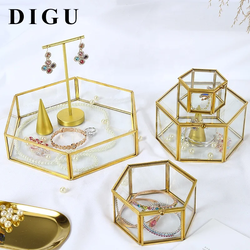 DIGU европейские коробки для ювелирных изделий в стиле ретро сделанные на заказ откидные зеркальные стеклянные хранения