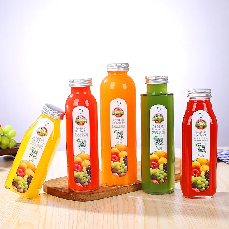 
300ml Coffee Glass Bottle Beverage Juice Milk Bottles With Logo Design And Screw Metal Lid 
