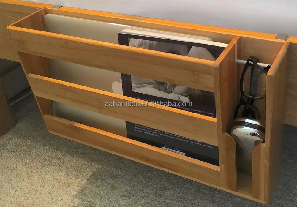 Nightstand Bed Hanging Laptop Bamboo Bedside Shelf