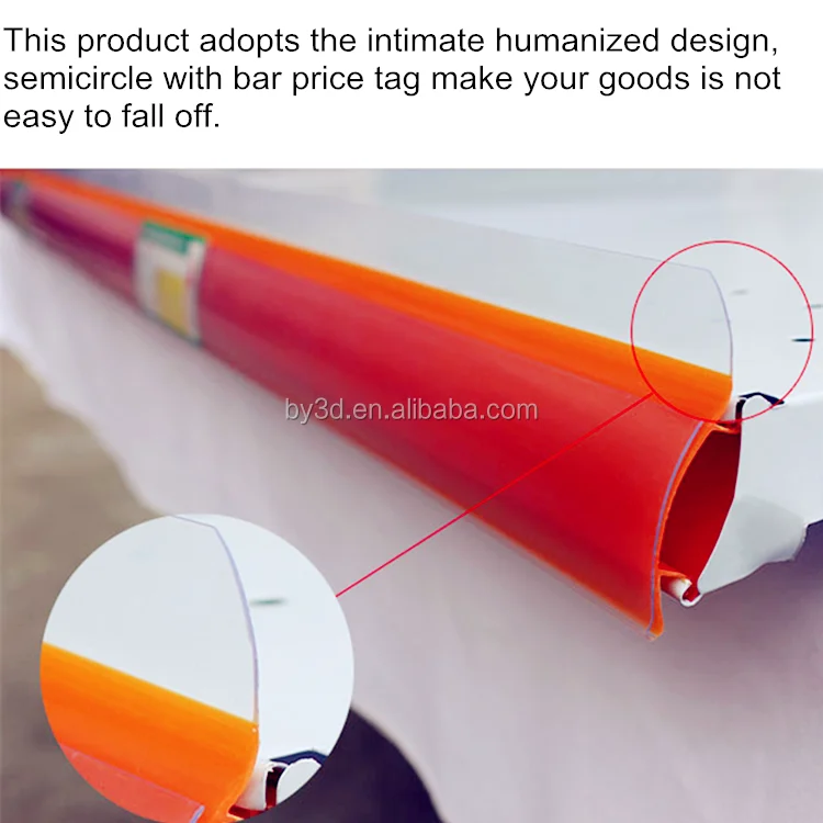 Good quality plastic display pvc price tag/ label sign holder shelf talker for Supermarket Data Strip