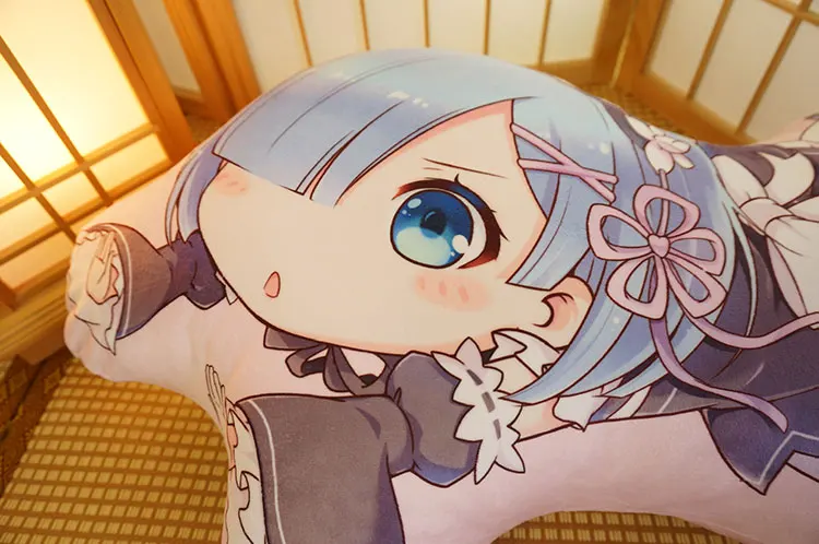 irregular shaped doll-like re: zero ram custom printed pillow cover