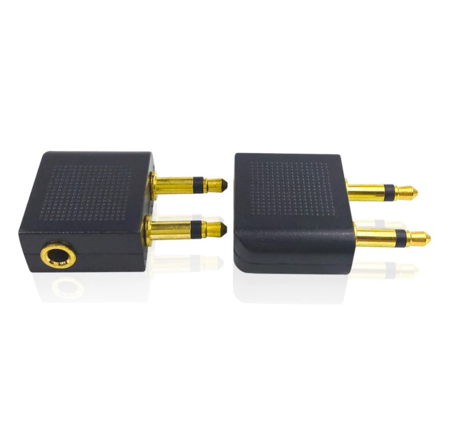 airline headphone adaptor airplane headphone socket adaptor dual 3.5mm jack plug airline earphone adapter converter 2in1