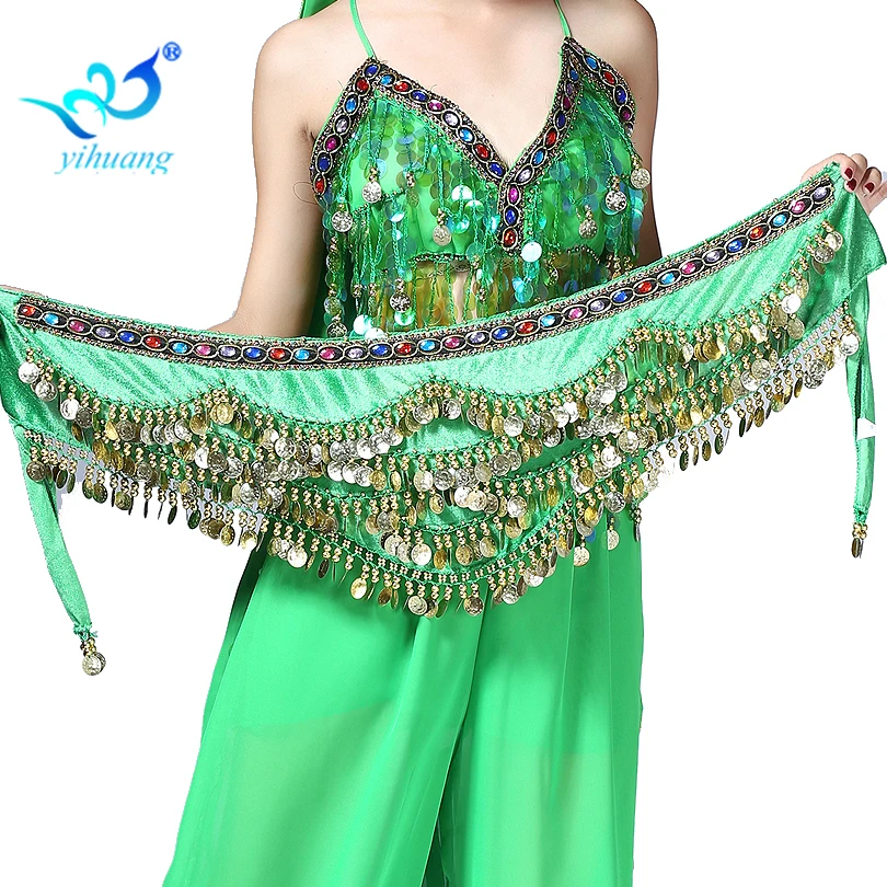 Wholesale Top Quality Gold Coins Egyptian Belly Dance Hip Scarf Performance Wear Mini Skirt for Indian Performance Belt Velvet