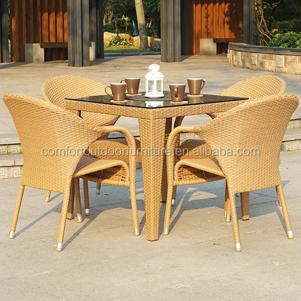 Plastic Rattan Weaved Garden Dinner Set Garden Furniture