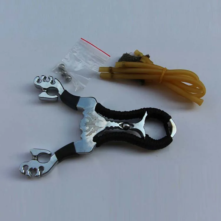 2018 Stainless steel Slingshot For Hunting Catapult Flat rubber Band Outdoor Shooting Powerful Handheld Bow New