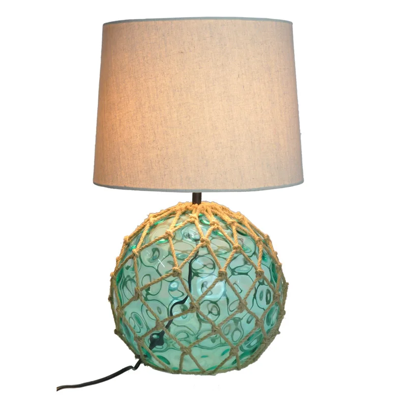 Home decor fashion  rope glass base linen shade desk lamp