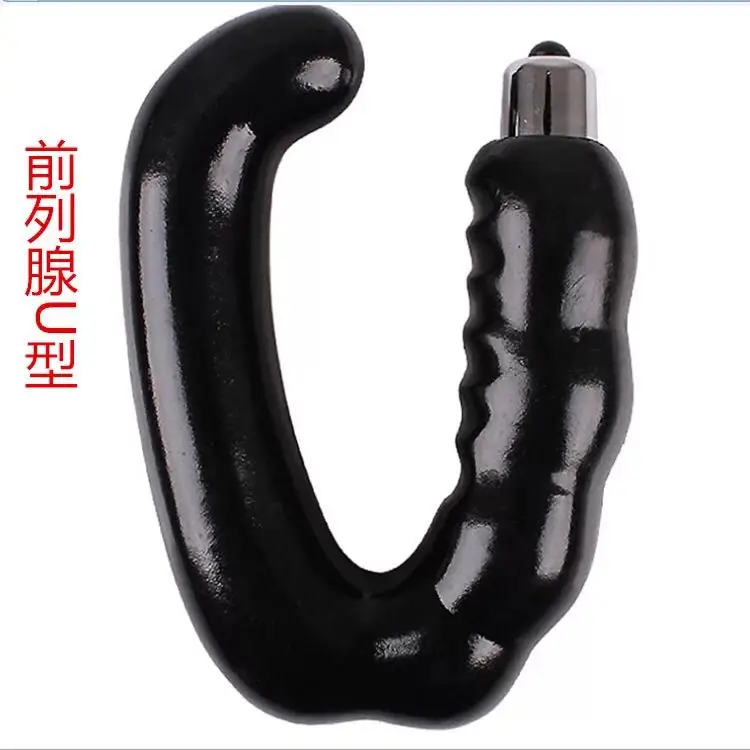 High quality black Sex C shape prostate G vibrator anal plug for massage