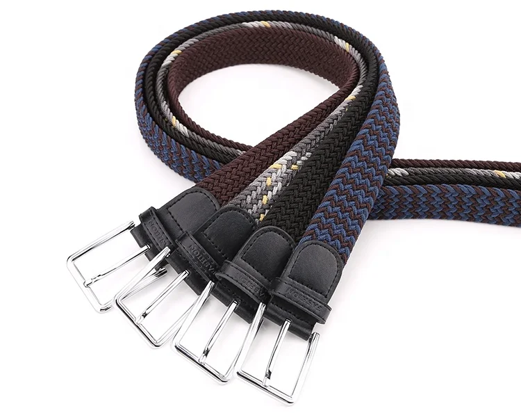 IGM Men knit pu braided leather webbing manufacture belt