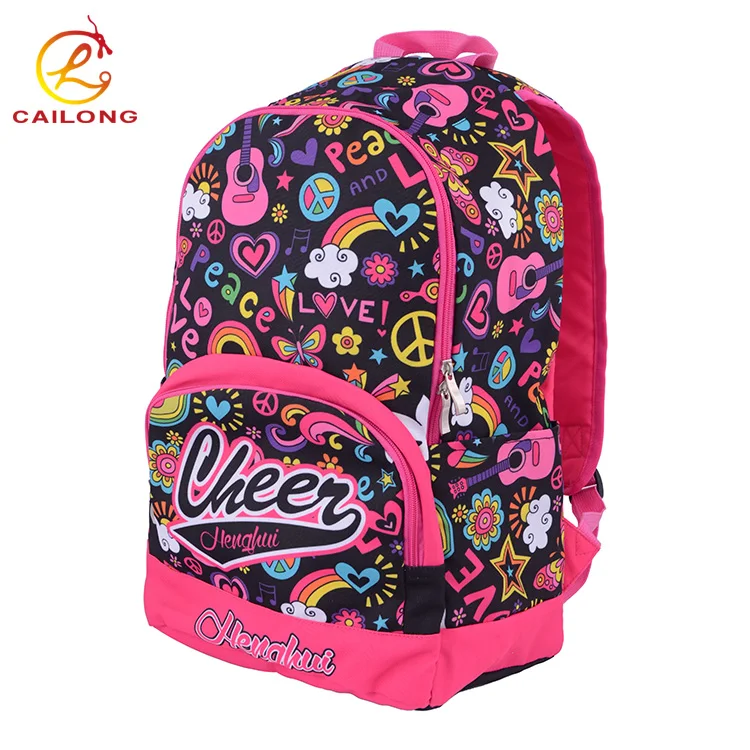 China factory Full sublimation printing cheer cheap cute leisure lightweight girls school bag backpack