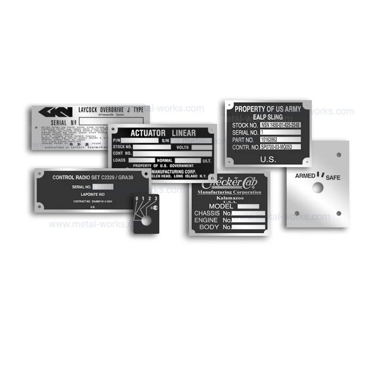 industry nameplate with hole self adhesive sticker high quality badge metal name plate