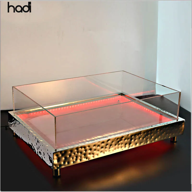 Restaurant equipment table display commercial unique plastic led ice bucket ,square acrylic ice bucket wholesale for party