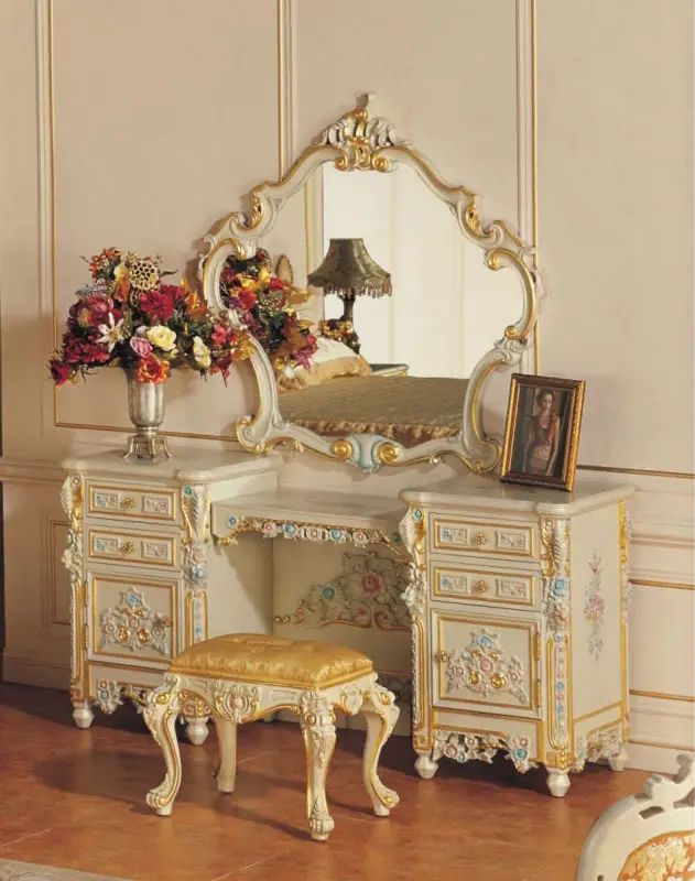 European Royal dressing mirror antique classic furniture solid wood frame mirror