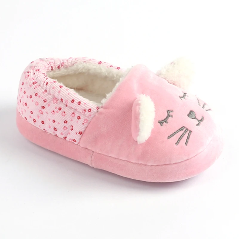china children plush cat slippers girls mule fleece 3D amimal flufly home shoes  indoor outdoor slipper