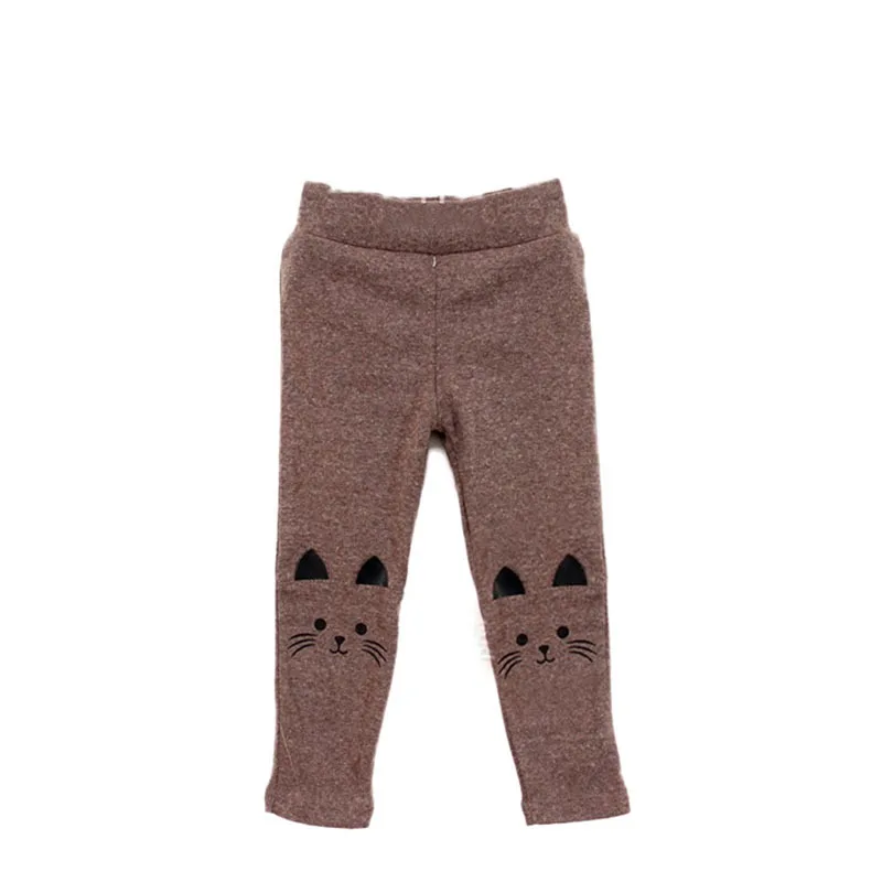 Cute Cat Print Kids Girl Baby Tight Pants Toddler Stretch Warm Trousers