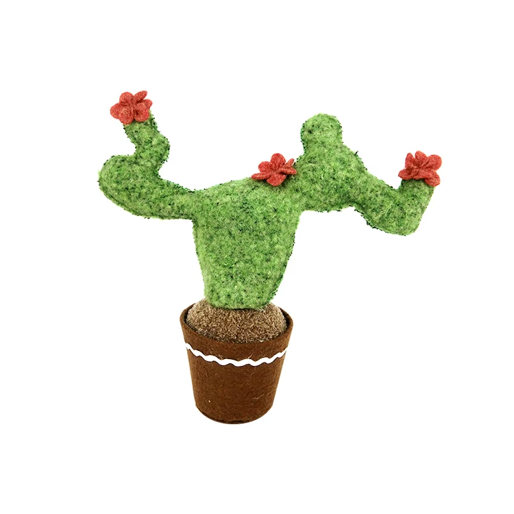 Factory price crochet felt fabric decoration tropical with pot plant potted mini bonsai artificial cactus plants