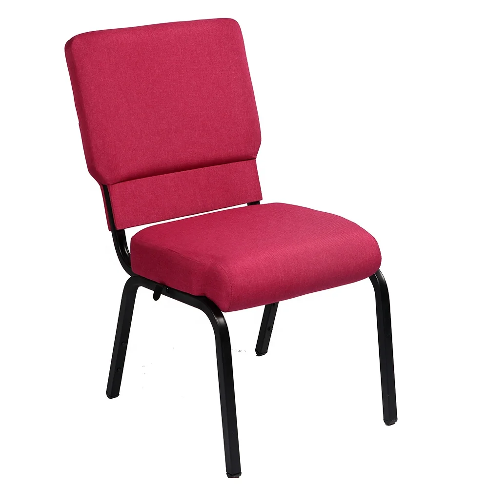 Iron metal interlocking  stackable  padded church hall chair